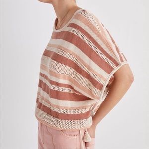 ANTHROPOLOGIE BOHEMIAN STRIPED OPEN BACK SIDE-TIE PONCHO ONE SIDE